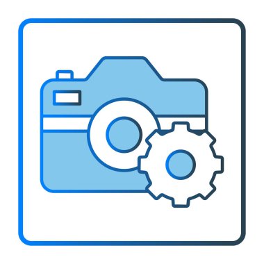 Setting camera icon illustration. icon related to multimedia. Lineal color icon style, two tone icon. Simple vector design editable