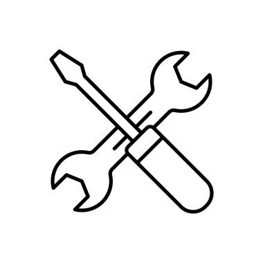 Screwdriver icon illustration with wrench. icon related to tool. outline icon style. Simple vector design editable