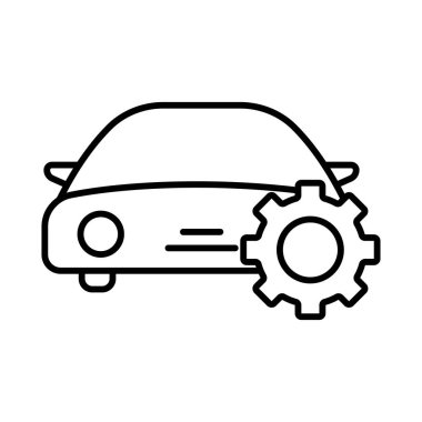 Auto service icon illustration. car icon with gear. icon related to car service, car repair. outline icon style. Simple vector design editable