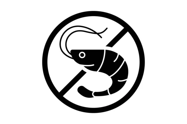 Meeresfrüchte Frei Symbol Shrimp Symbol Symbol Zusammenhang Mit Nahrungsmittelallergen Solider — Stockvektor