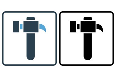 Çekiç simgesi illüstrasyonu. Araç ile ilgili simge. Katı simge stili. Basit vektör tasarımı düzenlenebilir