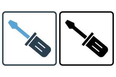 Tornavida ikonu çizimi. Araç ile ilgili simge. Katı simge stili. Basit vektör tasarımı düzenlenebilir