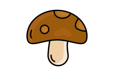 Mantar ikonu çizimi. Yiyecekle ilgili bir ikon. İki ton simgesi tarzı, çizgisel renk. Basit vektör tasarımı düzenlenebilir