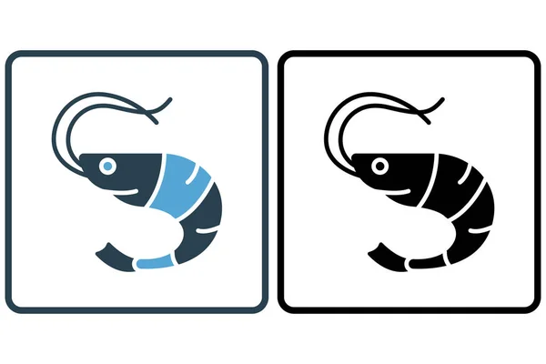 Shrimp Symbol Illustration Symbol Zusammenhang Mit Meeresfrüchten Solider Ikonenstil Einfaches — Stockvektor