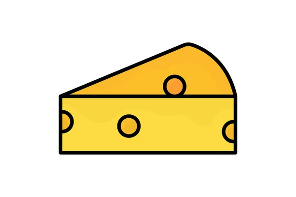 Peynir Ikonu Çizimi Yemek Pişirme Baharatlarıyla Ilgili Bir Ikon Ton — Stok Vektör