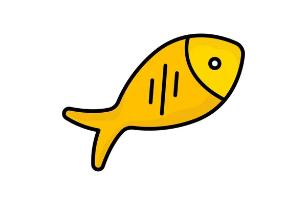 Fisch Ikone Symbol Zusammenhang Mit Meeresfrüchten Zwei Ton Symbolstil Lineare — Stockvektor