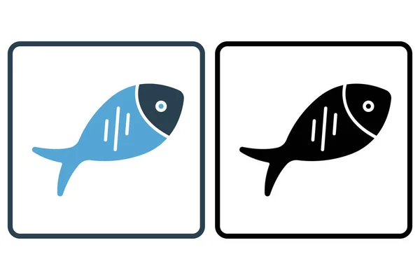 Fisch Ikone Symbol Zusammenhang Mit Meeresfrüchten Solider Ikonenstil Einfaches Vektordesign — Stockvektor