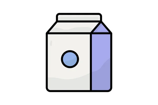 牛奶盒图标说明 与饮酒 早餐有关的图标 双色调图标风格 线条色彩 可编辑的简单向量设计 — 图库矢量图片