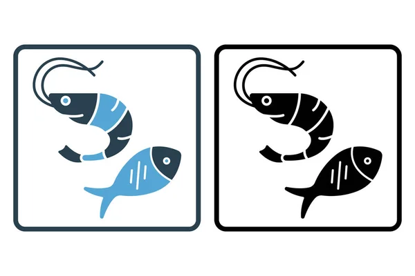 Symbolbild Für Fisch Und Garnelen Symbol Zusammenhang Mit Meeresfrüchten Solider — Stockvektor