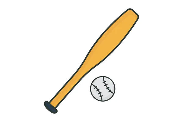Иллюстрация Иконки Бейсбола Значок Связанный Спортом Стиль Значка Плоской Линии — стоковый вектор