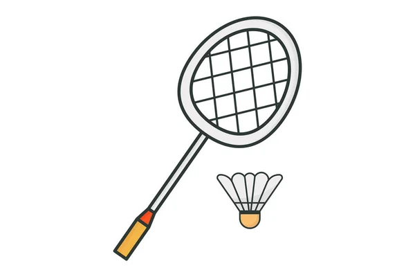 Ikona Badmintona Rakieta Wahadłowiec Ikona Związana Badminton Sport Płaska Linia — Wektor stockowy