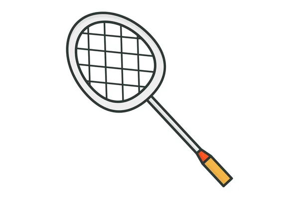 羽毛球球拍图标说明 与羽毛球 运动有关的图标 平面线条图标风格 线条色彩 可编辑的简单向量设计 — 图库矢量图片