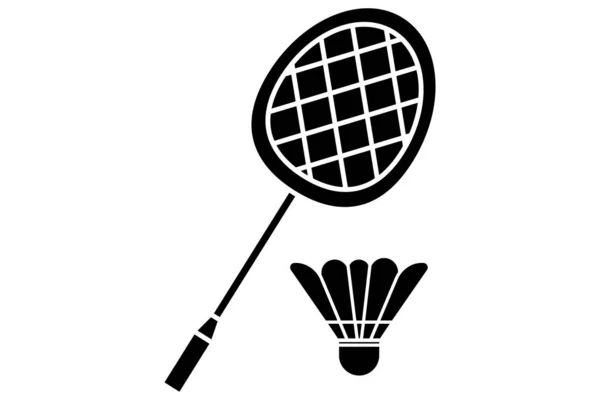 Ikona Badmintona Rakieta Wahadłowiec Ikona Związana Badminton Sport Solidny Styl — Wektor stockowy