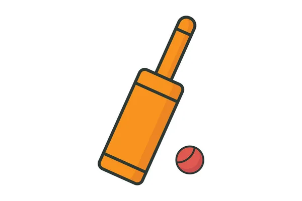 Иллюстрация Значка Крикета Значок Связанный Спортом Стиль Значка Плоской Линии — стоковый вектор