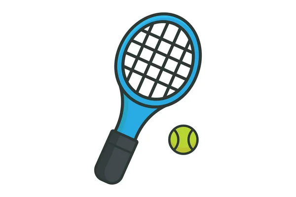 Tenisz Ikon Illusztráció Sporttal Kapcsolatos Ikon Lapos Vonalú Ikon Stílus — Stock Vector