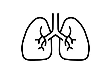 Akciğer ikonu çizimi. İç organla ilgili bir ikon. Satır simgesi tarzı. Basit vektör tasarımı düzenlenebilir