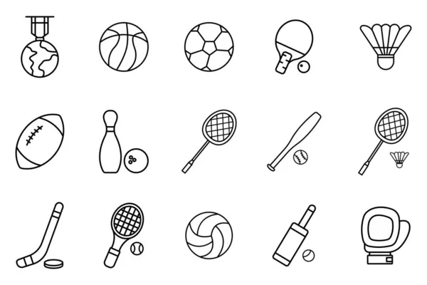 Ilustración Iconos Deportivos Estilo Icono Línea Fútbol Baloncesto Voleibol Tenis — Archivo Imágenes Vectoriales