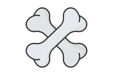 Kemik ikonu illüstrasyonu. İnsan organıyla ilgili bir ikon. Düz çizgi simgesi tarzı, çizgisel renk. Basit vektör tasarımı düzenlenebilir