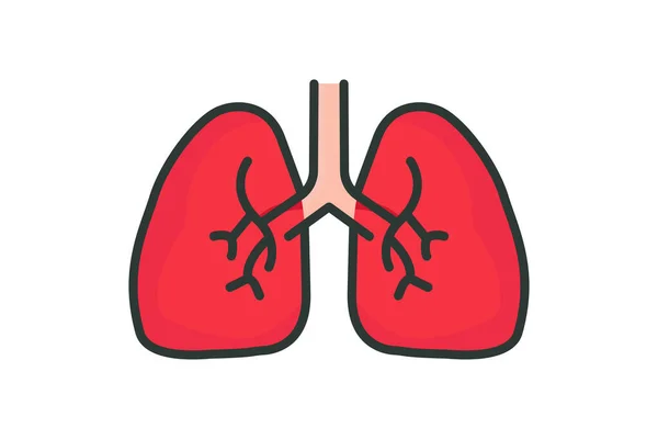 Lungs图标示例 与人体器官有关的图标 平面线条图标风格 线条色彩 可编辑的简单向量设计 — 图库矢量图片