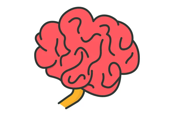 Illustration Der Gehirnsymbole Symbol Zusammenhang Mit Menschlichen Organen Flache Linie — Stockvektor