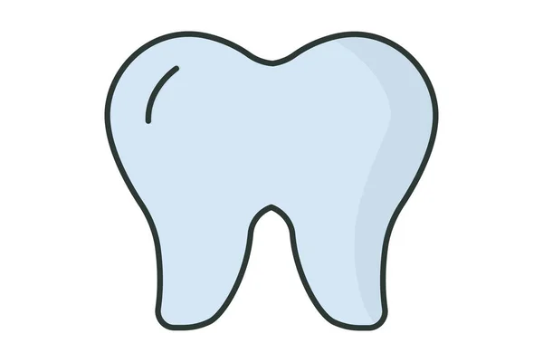Zahn Symbol Illustration Symbol Zusammenhang Mit Menschlichen Organen Flache Linie — Stockvektor