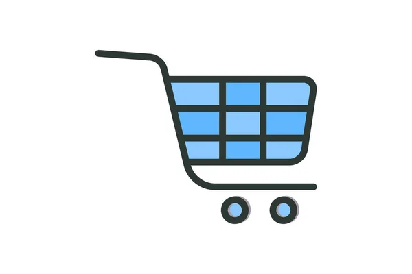 Alışveriş Arabası Ikonu Çizimi Alışverişle Ilgili Ikon Düz Çizgi Simgesi — Stok Vektör