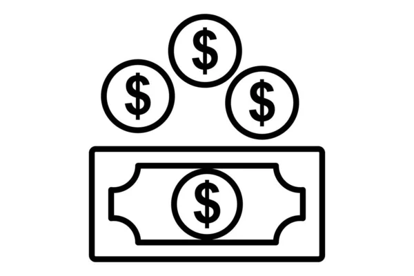 Pengar Ikon Illustration Sedel Och Mynt Dollar Ikon Relaterad Till — Stock vektor