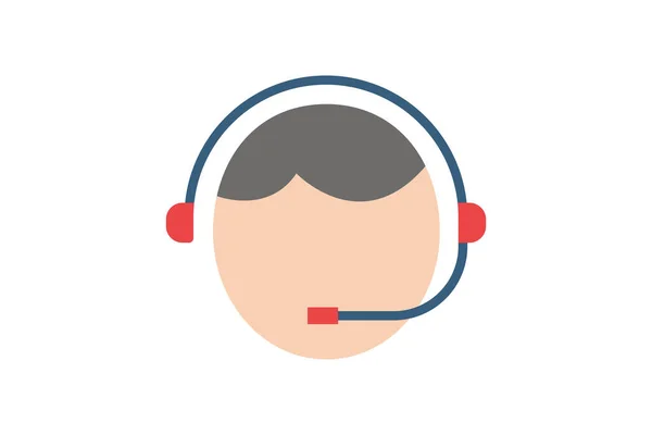 Live Support Icon Illustration People Headphone Icon Related Operator Flat — Stock Vector