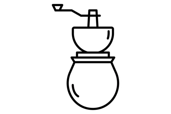 咖啡研磨机图标说明 与咖啡元素有关的图标 线条图标风格 可编辑的简单向量设计 — 图库矢量图片