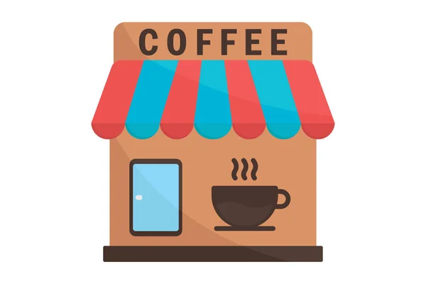 Ikone Des Coffeeshops Symbol Zusammenhang Mit Kaffee Element Flacher Stil — Stockvektor