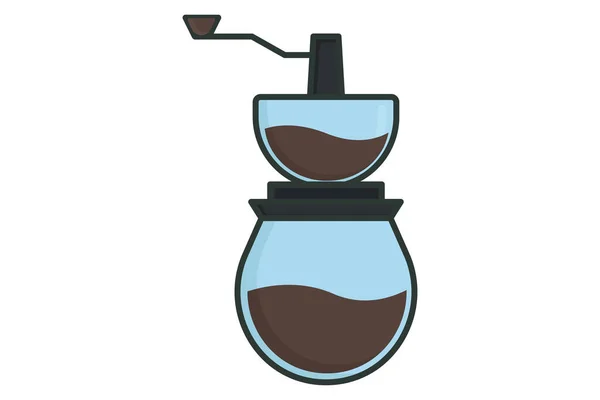 咖啡研磨机图标说明 与咖啡元素有关的图标 平面线条图标风格 线条色彩 可编辑的简单向量设计 — 图库矢量图片