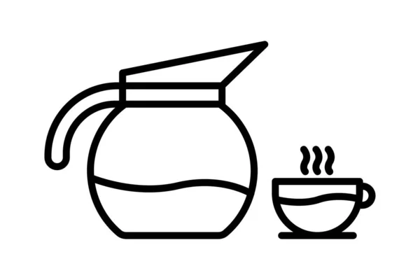 浓缩咖啡图标说明 与咖啡元素 咖啡壶和咖啡杯有关的图标 线条图标风格 可编辑的简单向量设计 — 图库矢量图片