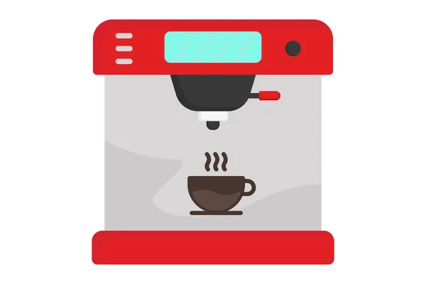 咖啡机图标说明 与咖啡元素 咖啡机和咖啡杯有关的图标 平面图标风格 可编辑的简单向量设计 — 图库矢量图片