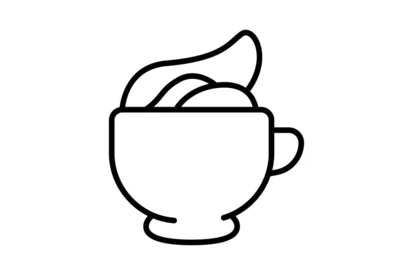 Kahve Kreması Ikonu Çizimi Kahve Elementiyle Ilgili Bir Ikon Satır — Stok Vektör