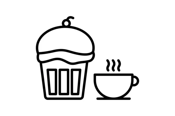 咖啡和蛋糕图标说明 与咖啡元素有关的图标 咖啡休息 线条图标风格 可编辑的简单向量设计 — 图库矢量图片