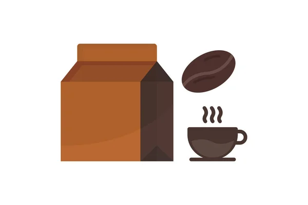Кофе Мешок Значок Чашкой Кофе Кофейных Зерен Значок Относящийся Элементу — стоковый вектор