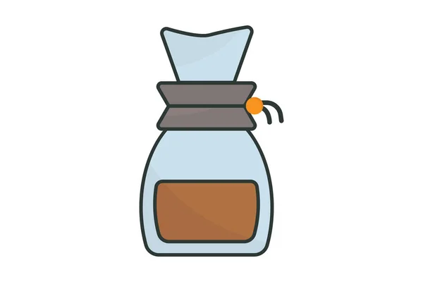 Chemex图标说明 与咖啡元素有关的图标 唇彩图标风格 线条平整 可编辑的简单向量设计 — 图库矢量图片