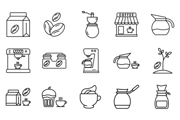 Coffee Element Set Icon Illustration Line Icon Style Coffee Machine — Stock Vector