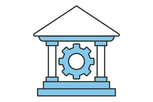 Ikona Usług Finansowych Ikona Budynku Przekładniami Ikona Związana Przemysłem Dwutonowy — Wektor stockowy