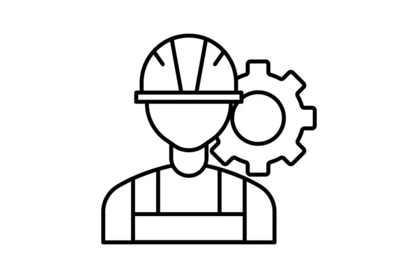 工人图标说明 与工业 制造业 生产有关的图标 线条图标风格 可编辑的简单向量设计 — 图库矢量图片