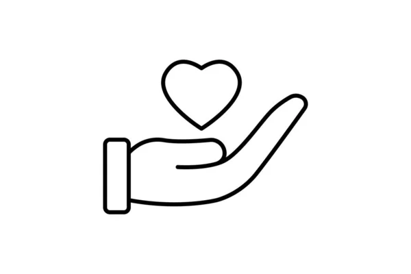 Иллюстрация Значка Пожертвования Рука Сердце Икона Связана Благотворительностью Стиль Иконки — стоковый вектор