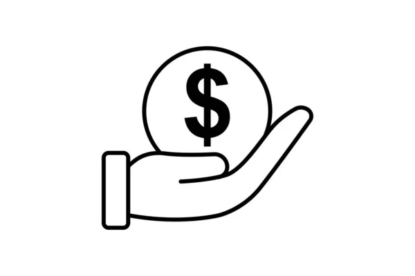 Ilustração Ícone Doação Mão Com Dólar Ícone Relacionado Com Caridade — Vetor de Stock