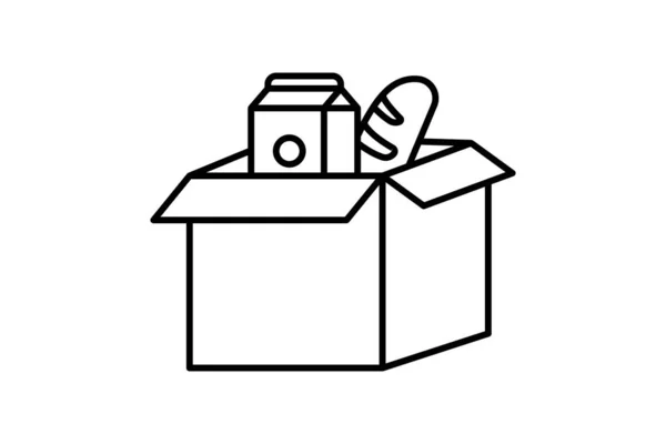 食品寄付のアイコンイラスト 食べ物の箱だ 慈善事業に関連するアイコン ラインアイコンスタイル シンプルなベクトルデザイン編集可能 — ストックベクタ