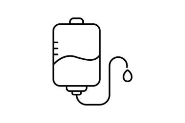 Kan nakli ikonu çizimi. Kan torbası. Hayır işleriyle ilgili bir ikon. Satır simgesi tarzı. Basit vektör tasarımı düzenlenebilir