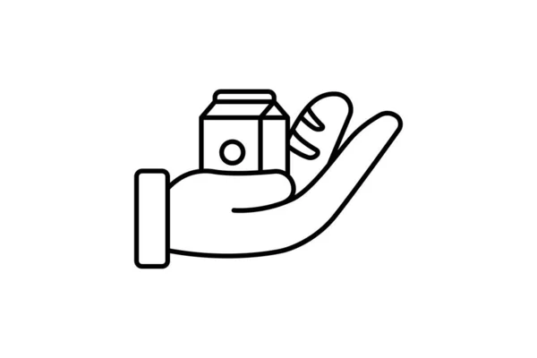 Illustration Zur Lebensmittelspende Hand Hand Mit Essen Ikone Zusammenhang Mit — Stockvektor