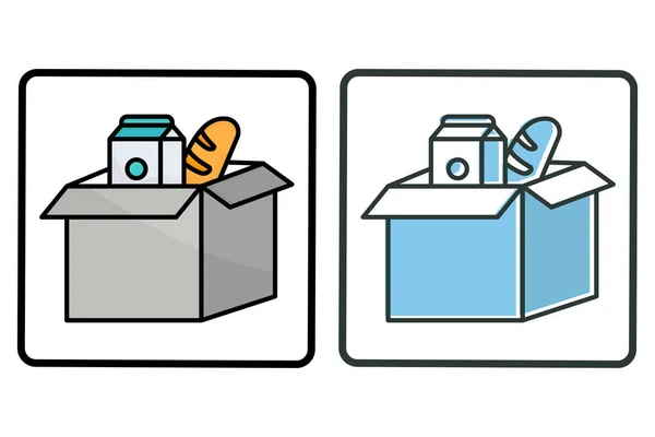 Ілюстрація Піктограми Пожертвувань Їжі Коробка Їжею Ікона Пов Язана Благодійністю — стоковий вектор
