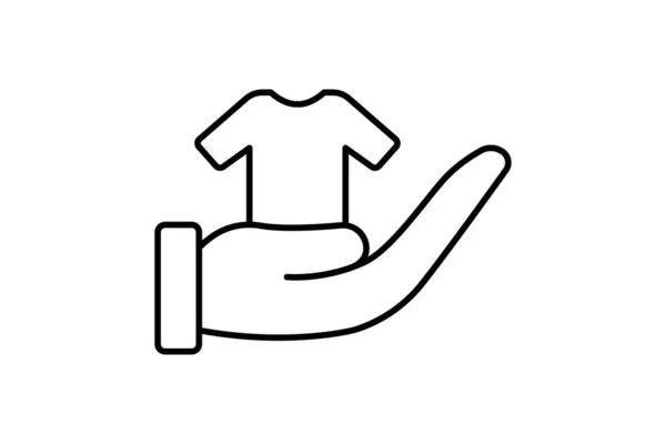 衣服捐赠图标说明 手与衣服 这与慈善有关 线条图标风格 可编辑的简单向量设计 — 图库矢量图片