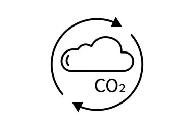 Karbondioksit ikonu çizimi. Küresel ısınmayla ilgili bir ikon, CO2. Satır simgesi tarzı. Basit vektör tasarımı düzenlenebilir