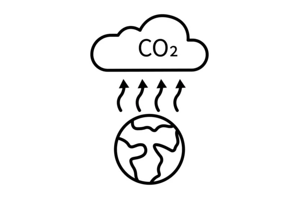 大气污染图标说明 与全球变暖有关的图标 二氧化碳 线条图标风格 可编辑的简单向量设计 — 图库矢量图片