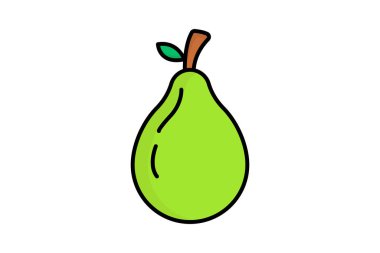 Armut ikonu. Çizgisel renk simgesi tarzı, düz çizgi. Meyvelerle ilgili bir ikon. Basit vektör tasarımı düzenlenebilir